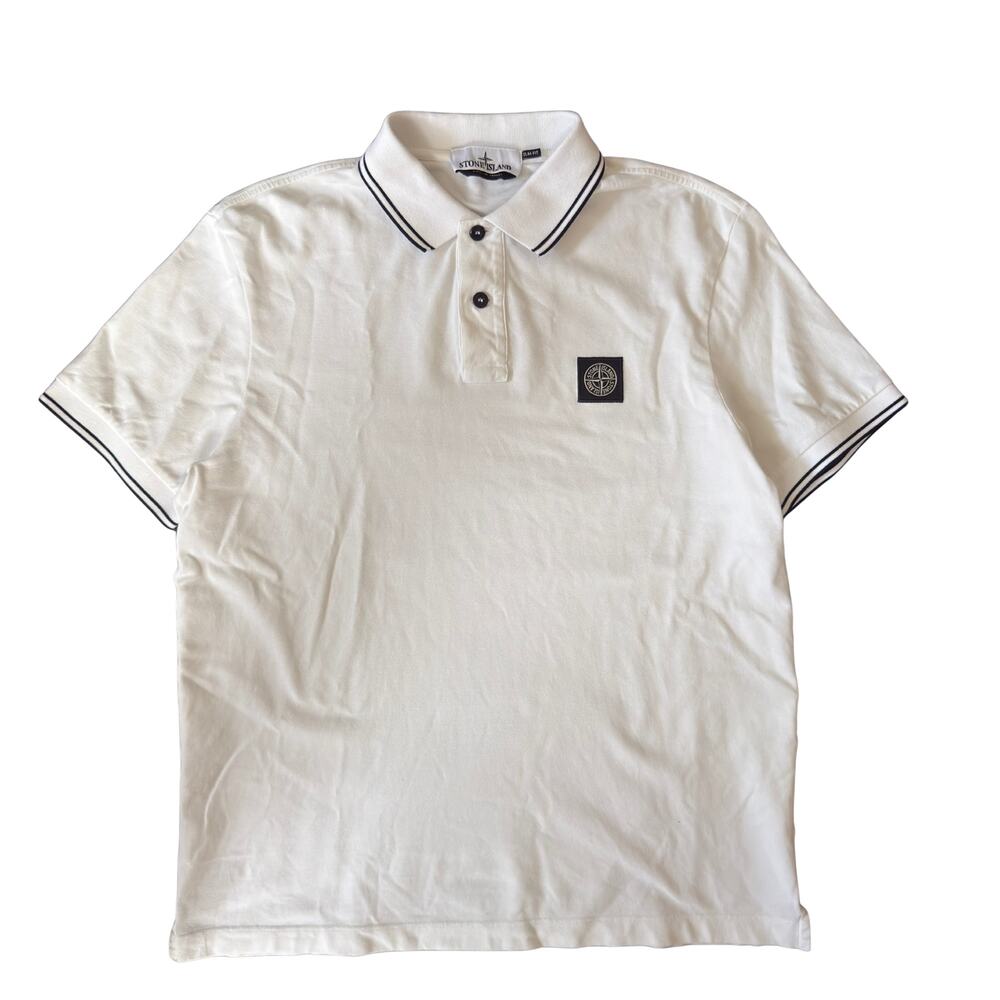 Size M - Stone Island Men's Cotton Pique Logo Polo Shirt